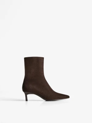 Bershka Botki Na Obcasie Kitten Kobieta Brązowy