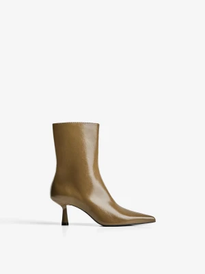 Bershka Botki Na Obcasie Kitten Kobieta Khaki
