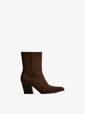 Bershka Botki Na Obcasie W Stylu Kobieta Brązowy