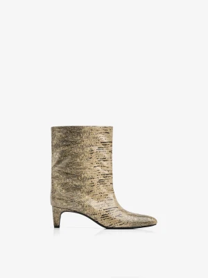 Bershka Botki Na Obcasie Z Szeroką Cholewką Kobieta Wężowy Wzór