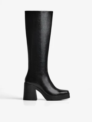 Bershka Botki Na Platformie Kobieta Czarny