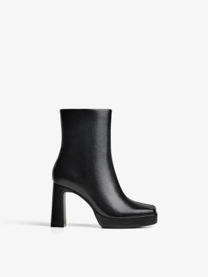 Bershka Botki Na Platformie Kobieta Czarny