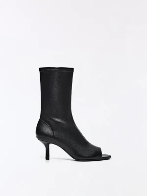 Bershka Botki Peep Toe Na Obcasie Kobieta Czarny