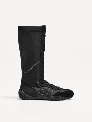 Bershka Botki Sportowe W Bokserskim Stylu Kobieta Czarny
