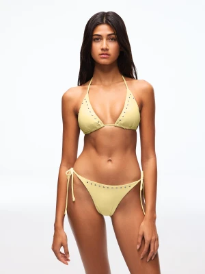 Bershka Brazylijski Dół Od Bikini Z Ćwiekami Kobieta Żółty