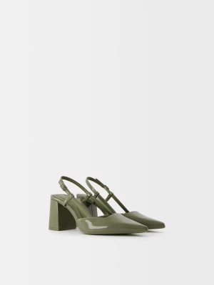 Bershka Buty Bez Pięty Na Klockowym Obcasie Kobieta Khaki