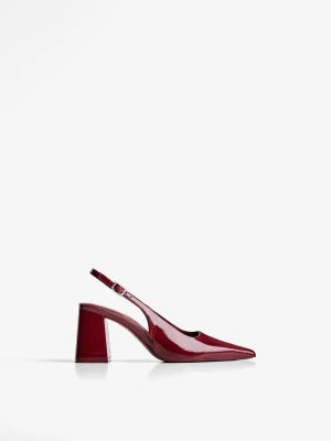 Bershka Buty Bez Pięty Na Klockowym Obcasie Kobieta Rubinowy