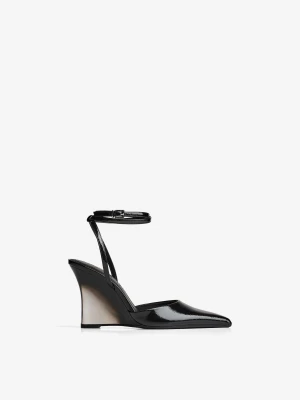 Bershka Buty Na Koturnie Z Paskiem Wokół Kostki Kobieta Czarny