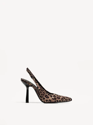 Bershka Buty Na Obcasie Typu Kaczuszka Bez Pięty W Zwierzęcy Wzór Kobieta Leopard