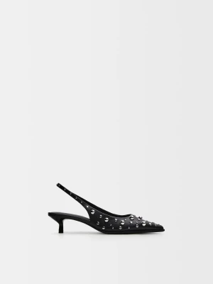 Bershka Studded Kitten Heel Shoes Kobieta Black