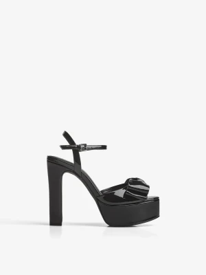 Bershka Buty Na Obcasie Z Kokardą Kobieta Czarny