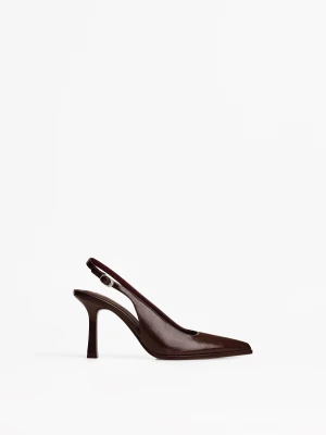 Bershka Buty Na Obcasie Z Odkrytą Piętą Kobieta Brązowy