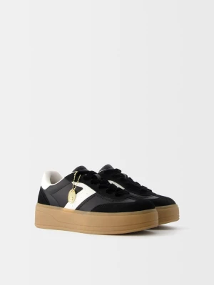 Bershka Buty Sportowe Retro Na Platformie Kobieta Czarny