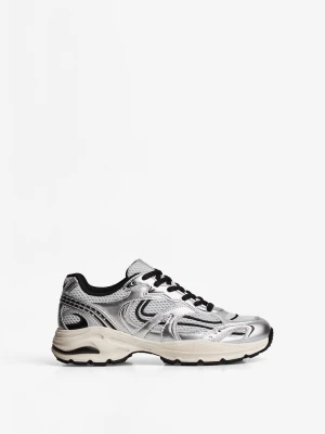 Bershka Buty Sportowe Z Łączonych Materiałów Kobieta Srebrny