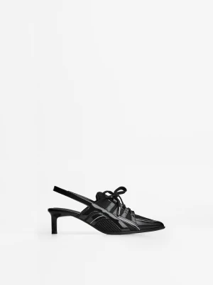 Bershka Buty W Piłkarskim Stylu Na Obcasie Bez Pięty Kobieta Czarny