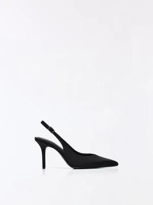 Bershka Buty Z Odkrytą Piętą Na Obcasie Kobieta Czarny