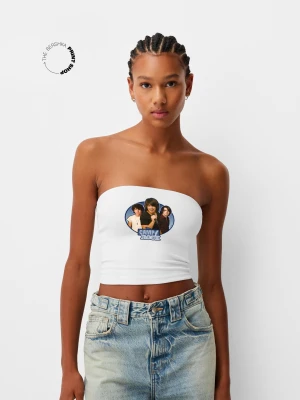 Bershka Camp Rock – Top Bandeau Kobieta Biały