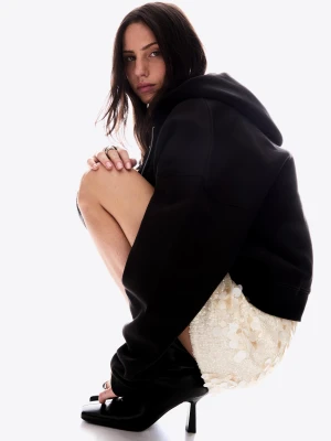 Bershka Cekinowa Spódnica Mini Kobieta Biały Złamany