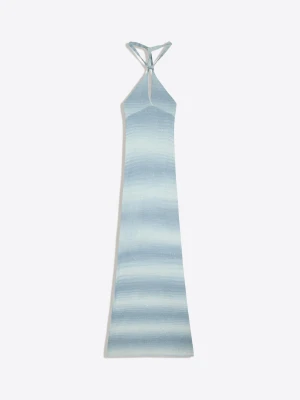 Bershka Cekinowa Sukienka Midi Z Dekoltem Typu Halter Kobieta Niebieski