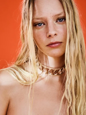 Bershka Choker Z Lusterkami Kobieta Złoty