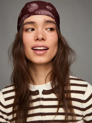 Bershka Chusta Bandana Z Nadrukiem Kobieta Brązowy