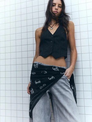 Bershka Chusta Z Nadrukiem Kobieta Czarny