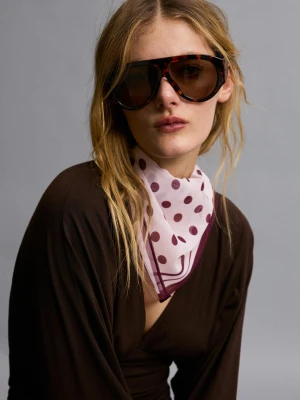 Bershka Chustka W Kropki Z Ostrym Zakończeniem Kobieta Różowy