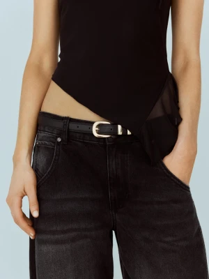 Bershka Cienki Pasek Ze Sprzączką Kobieta Czarny