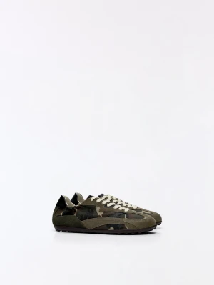 Bershka Cienkie Buty Sportowe W Stylu Retro Mężczyzna Khaki