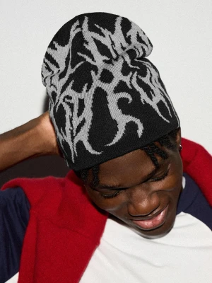 Bershka Czapka Beanie Z Dzianiny Mężczyzna Czarny