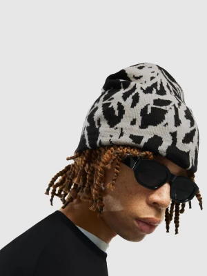 Bershka Czapka Beanie Żakardowa Mężczyzna Czarny