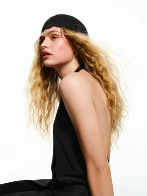 Bershka Czapka Dzianinowa Z Cekinami Kobieta Czarny