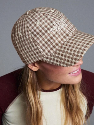 Bershka Czapka Z Daszkiem W Kratę Kobieta Brązowy