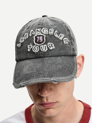 Bershka Czapka Z Haftem Mężczyzna Czarny