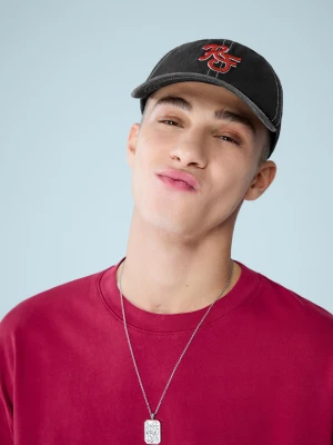 Bershka Czapka Z Haftem Mężczyzna Czarny