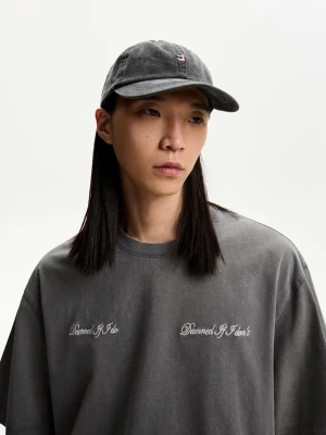 Bershka Czapka Z Haftem Mężczyzna Czarny