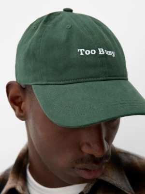 Bershka Czapka Z Haftem Mężczyzna Zielony