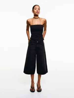 Bershka Denimowe Bermudy Baggy Kobieta Czarny