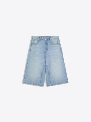 Bershka Denimowe Bermudy O Kroju Slouchy Kobieta Jasnoniebieski