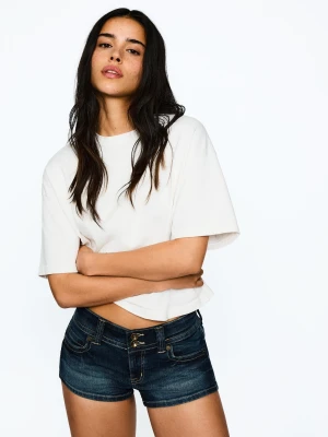 Bershka Denimowe Spodenki Mini Kobieta Niebieski