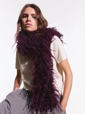 Bershka Długa Etola Z Efektem Futra Kobieta Fioletowy