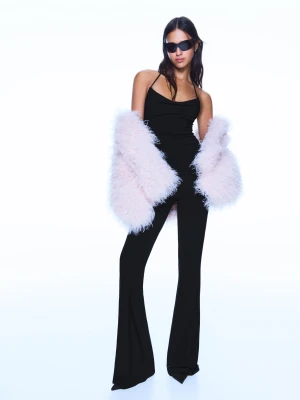 Bershka Długi Kombinezon O Kroju Flare Na Ramiączkach Kobieta Czarny