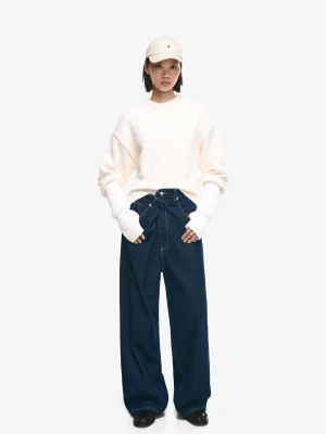 Bershka Długie Rękawiczki Bez Palców Kobieta Kremowy