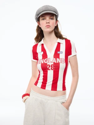 Bershka Dopasowana Koszulka Polo Anglia Fifa World Cup™ Kobieta Czerwony