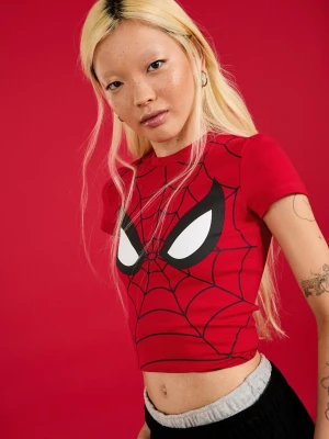Bershka Dopasowana Koszulka Spider-Man Kobieta Czerwony