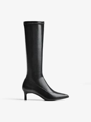 Bershka Dopasowane Kozaki Na Niskim Obcasie Kobieta Czarny