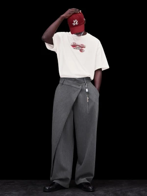 Bershka Dopasowane Spodnie Z Kopertową Talią Mężczyzna Ciemnoszary