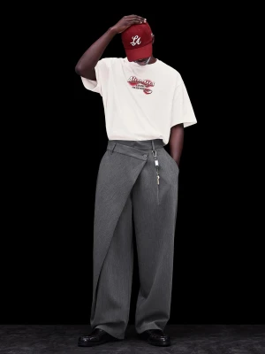 Bershka Dopasowane Spodnie Z Kopertową Talią Mężczyzna Ciemnoszary