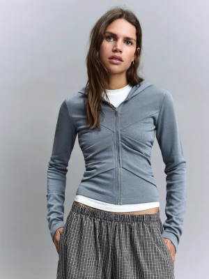 Bershka Drapowana Kurtka Z Kapturem Kobieta Szary
