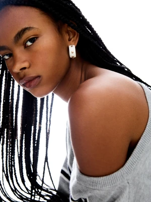 Bershka Dwupak Kolczyków Ćwieków Kobieta Czarny